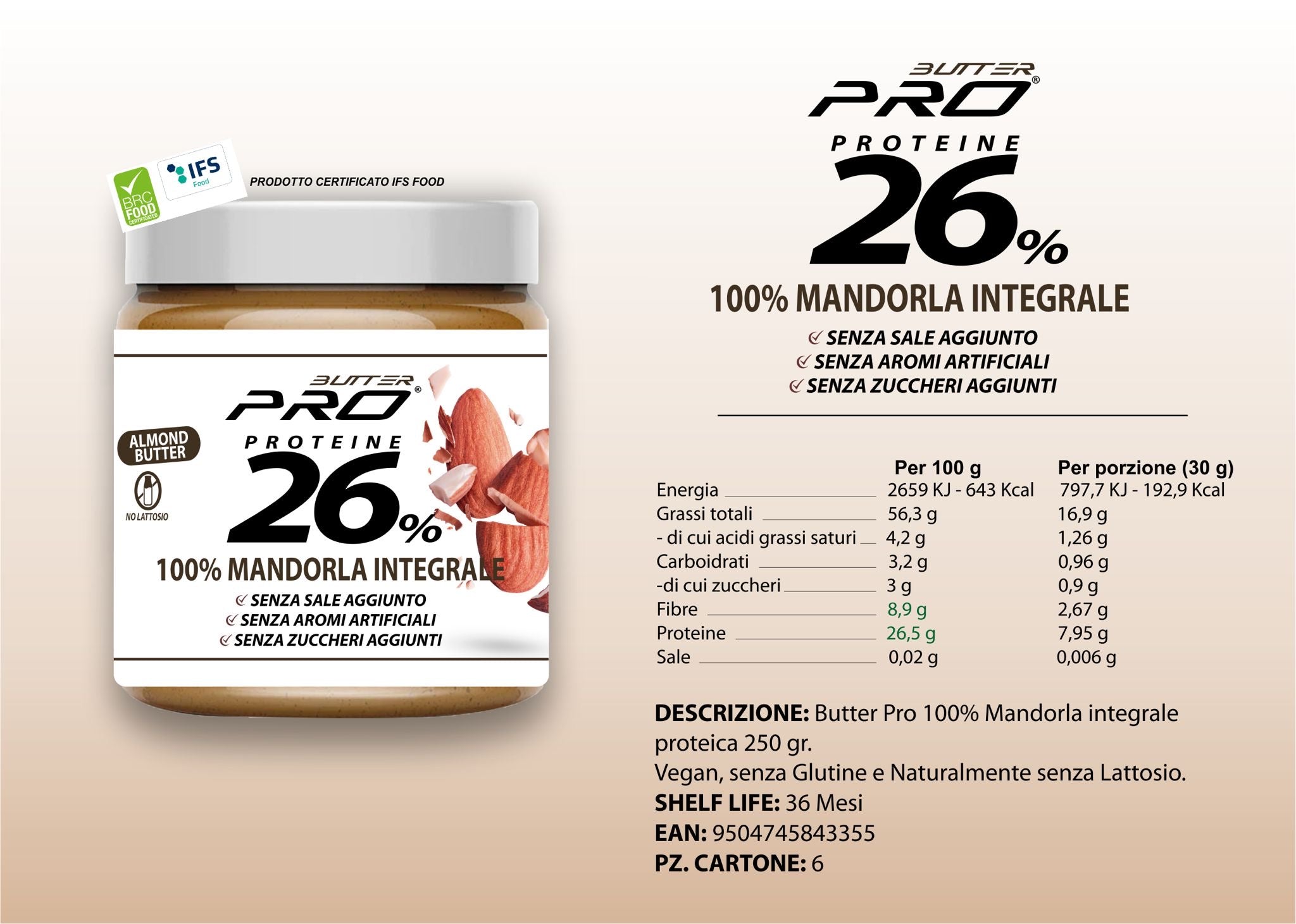 Crema 100% Mandorle integrali - 250gr