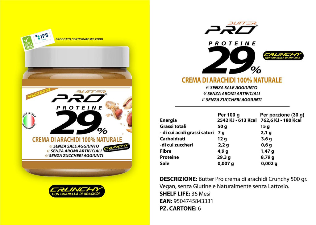 Burro di arachide 100% Crunchy - 500gr