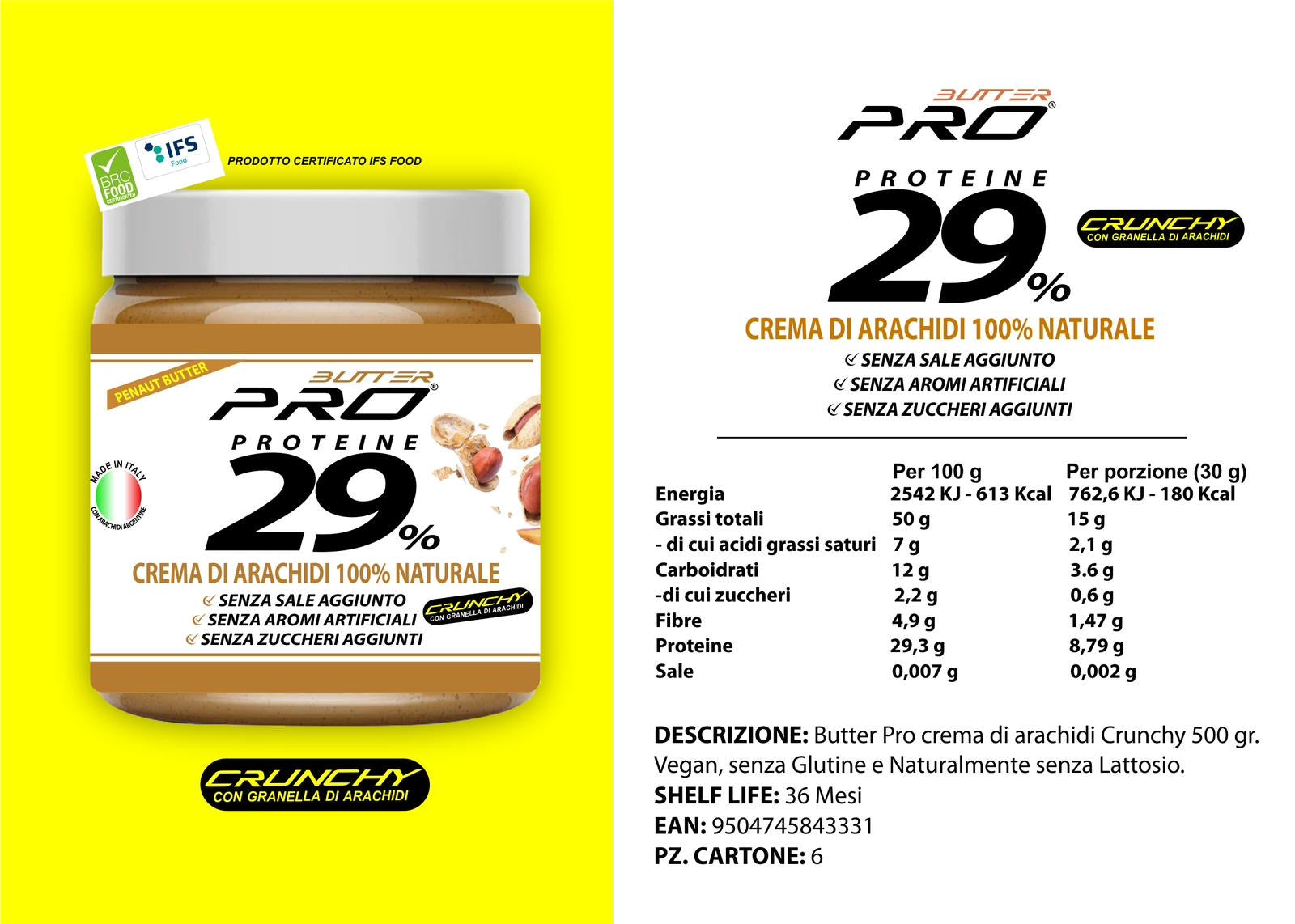 Burro di arachide 100% Crunchy - 500gr